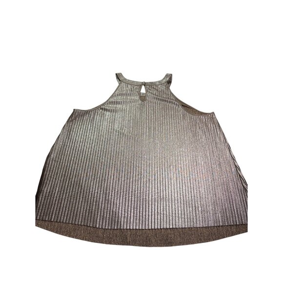 Torrid Womens Plus Size 3 (US 3X) Metallic Bronze Brown Pleated Sleeveless Top - Picture 2 of 5